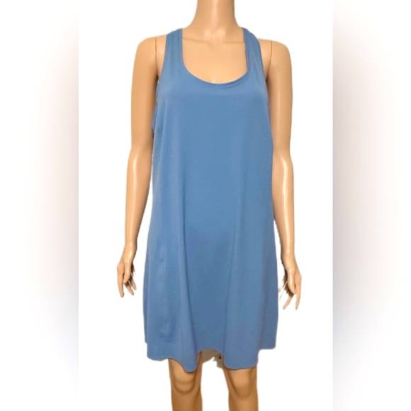 Athleta On My Way Racerback Tank Dress Blue Size L XL Athletic Travel 0078 - Picture 2 of 9